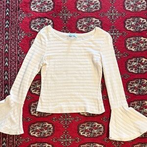 She + Sky Cream Flared Sleeve Top